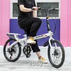 20 Lightweight Alloy Folding Bike City Riding Bicycle 7 Speeds withRear Rack Unis