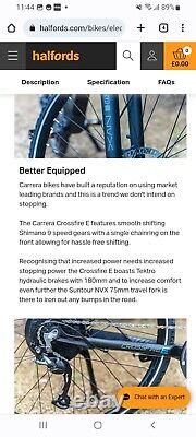 2021 Carrera Crossfire E Mens Electric Hybrid EBike 2.0. 21 inch frame
