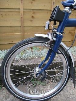 Blue Brompton Folding Bike 6 Speed With Pannier Rack And Mudguards