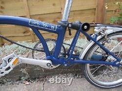 Blue Brompton Folding Bike 6 Speed With Pannier Rack And Mudguards
