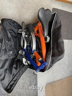Brompton C Line H6R 2014 Orange/Blue with Pannier Rack & Mudguards Zip Bag Incl