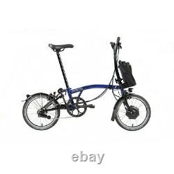 Brompton Electric 6 speed with city bag electric blue rear rack