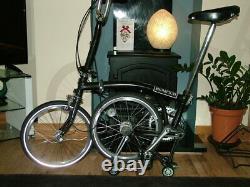 Brompton Folding Bicycle Black 3 Speed with Rack. Quick Fold