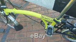 Brompton yellow 5 speed extendable seatpost rear rack folding bicycle