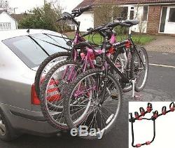 Car Secure Rear Boot Mounted Bicycle Transport Traveling Carrier Rack 3 Bikes