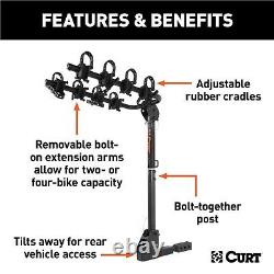 Curt 18030 Extenable Hitch Mounted Bike Rack for 2 to 4 Bikes