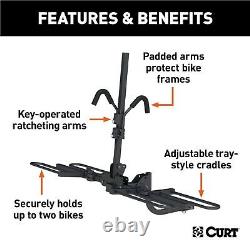 Curt 18085 Tray-Style Hitch Mounted Steel 2-Bike Rack for 1.25/2 Receivers