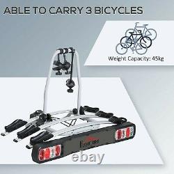 HOMCOM Bicycle Carrier Rear-mounted 3 Bike Carrier Car Rack Rear Tow Bar