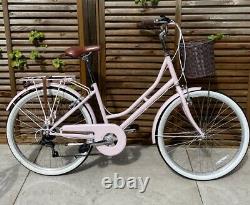 Ladies Pink Vintage City Bike With Basket And Rack