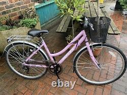 Ladies Retro Pink Bike With Basket And Rear Rack