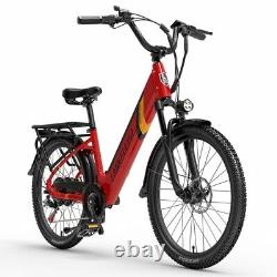 NEW Lankeleisi ES500Pro 24 48V 500W 7 Speed Red/Grey City E-Bike F'Loaded
