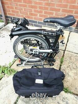 Now In London Black Brompton M6r Folding Bike + Rack + Dynamo Lights + Bag