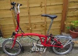 Red Brompton Folding Bike 6 Speed With Pannier Rack And Mudguards