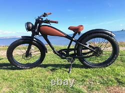 Retro Cafe Racer Fat Tyre E Bike 48v 750w Bafang Motor. Rear Rack & Panniers