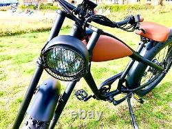 Retro Cafe Racer Fat Tyre E Bike 48v 750w Bafang Motor. Rear Rack & Panniers