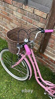 SOLD Ladies Girls Bike Bicycle Pink With Basket, Mudguards, Rear Rack 6 Speed