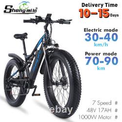 Shengmilo MX02S 26in Fat Tyre Men's Electric Mountain Bike 1000W, 48V, Black