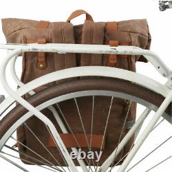 TOURBON Bike Bag Laptop Backpack Vintage Bicycle Rear Rack Pannier Cycling Pack