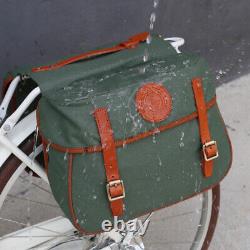 TOURBON Bike Double Panniers Rear Trunk Bag Waterproof Canvas in Green for Gift