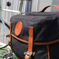 TOURBON Black Waterproof Canvas Bike Double Panniers Rear Seat Bag Storage Pack