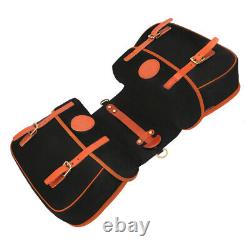 TOURBON Black Waterproof Canvas Bike Double Panniers Rear Seat Bag Storage Pack
