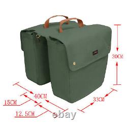TOURBON Canvas Bicycle Twins Panniers Bike Rear Rack Cycling Storage Pack Green