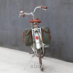 TOURBON Canvas Bike Bag Waterproof Bicycle Twins Rear Panniers Shoulder Strap UK