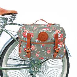 TOURBON Canvas Bike Double Pannier Bag Bicycle Rear Seat Pack Camping Tool Carry