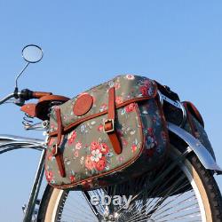 TOURBON Canvas Bike Double Pannier Bag Bicycle Rear Seat Pack Camping Tool Carry