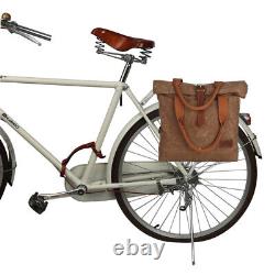 TOURBON Canvas Bike Pannier Rear Rack Women Shoulder Tote Bag Clip-on Bicycle UK