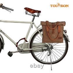 TOURBON Canvas Bike Rear Rack Pannier Shoulder Tote Bag Clip-on Bicycle Cycling