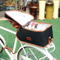 TOURBON Canvas Bike Rear Rack Trunk Bag Cycling Cooler Drinks Case Food Box UK