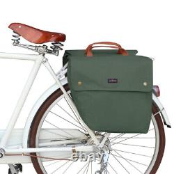 TOURBON Canvas Bike Twins Rack Panniers Cycling Storage Shoulder Bag in Green