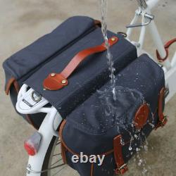 TOURBON Canvas Double Bike Panniers Waterproof Bicycle Rear Rack Bag Cycling UK