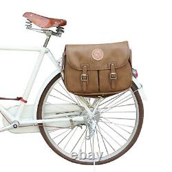 TOURBON Leather Bike Pannier Bicycle Rear Rack Pack Shoulder Laptop Bag Brown