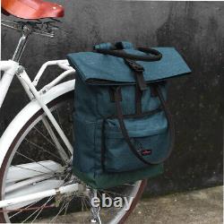 TOURBON Nylon Bike Pannier Rear Rack Cycling Shoulder Backpack Tote Bag Blue UK