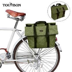 TOURBON Nylon Bike Twins Panniers Bicycle Side Rear Rack Seat Bag Cycling Green