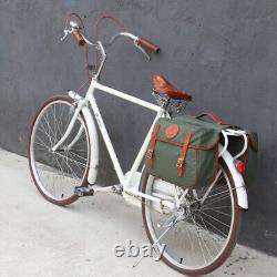 TOURBON Waterproof Canvas Bicycle Bike Rear Seat Carrier Bag Double Pannier