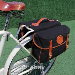 TOURBON Waterproof Canvas Bicycle Double Panniers Bike Rear Rack Bag-Black