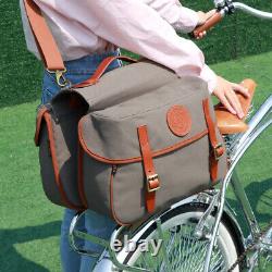 TOURBON Waterproof Canvas Bicycle Panniers Rear Seat Twins Bag Shoulder Pack UK