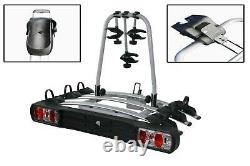 Tow Bar Mounted 3 Bike Cycle Carrier Bicycle Rack Carry Lights Cycling Secure