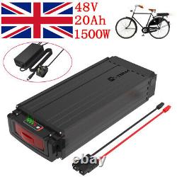 UK 48V 20Ah 1000W Rear Rack E-bike Li-oin Battery fr Electric Bicycle+3A Charger