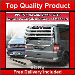 VW CARAVELLE T5 T5.1 GENUINE TAILGATE 4 BIKE BICYCLE HOLDER RACK With GAS STRUTS