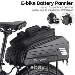 WEST BIKING Electric Bike Bicycle Battery Pannier Rack Pack Carrier Trunk Bag