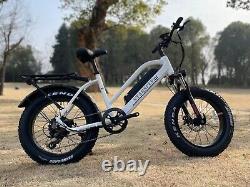 White Electrical Bike Bicycle Ebike 20'' Fat Tyre Rear Rack 350W 36V13AH