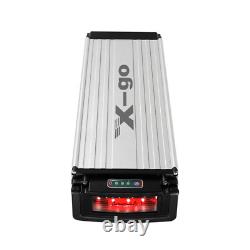 X-go 48V 20Ah 1500W LED Silver Tank E-bike Rear Rack Lithium Battery+Charger UK